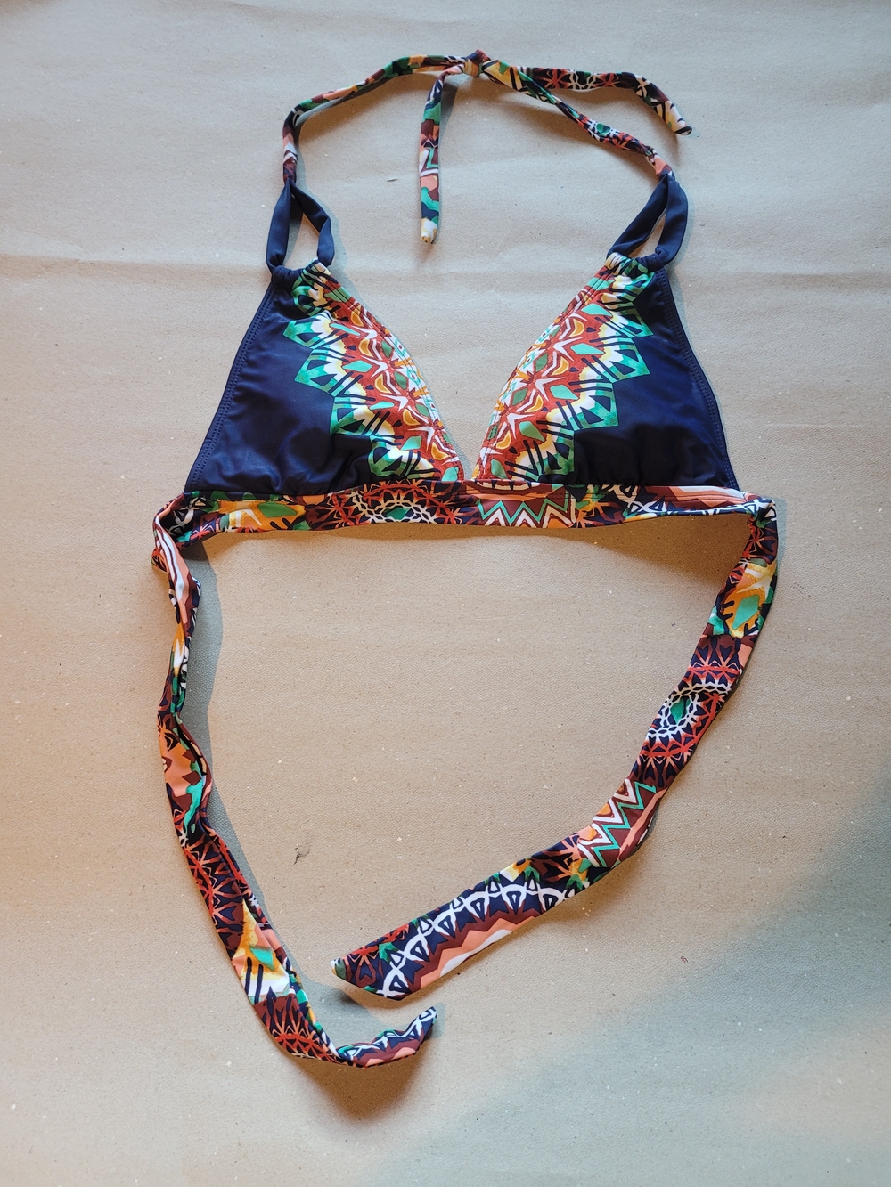 Mossimo Supply Co. Navy Bikini Top with Multicolor Aztec Accents